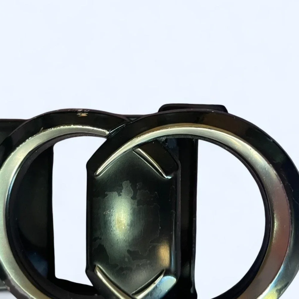 Black leather‎ automatic belt with silver buckle 45